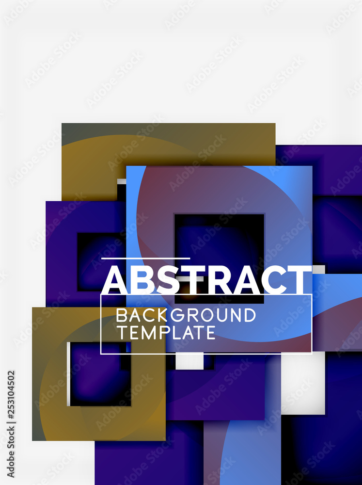 Geometric minimal abstract background with multicolored squares composition Geometric minimal abstract background with multicolored squares composition