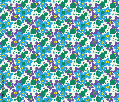 floral pattern with delicate bouquets of forget-me-nots