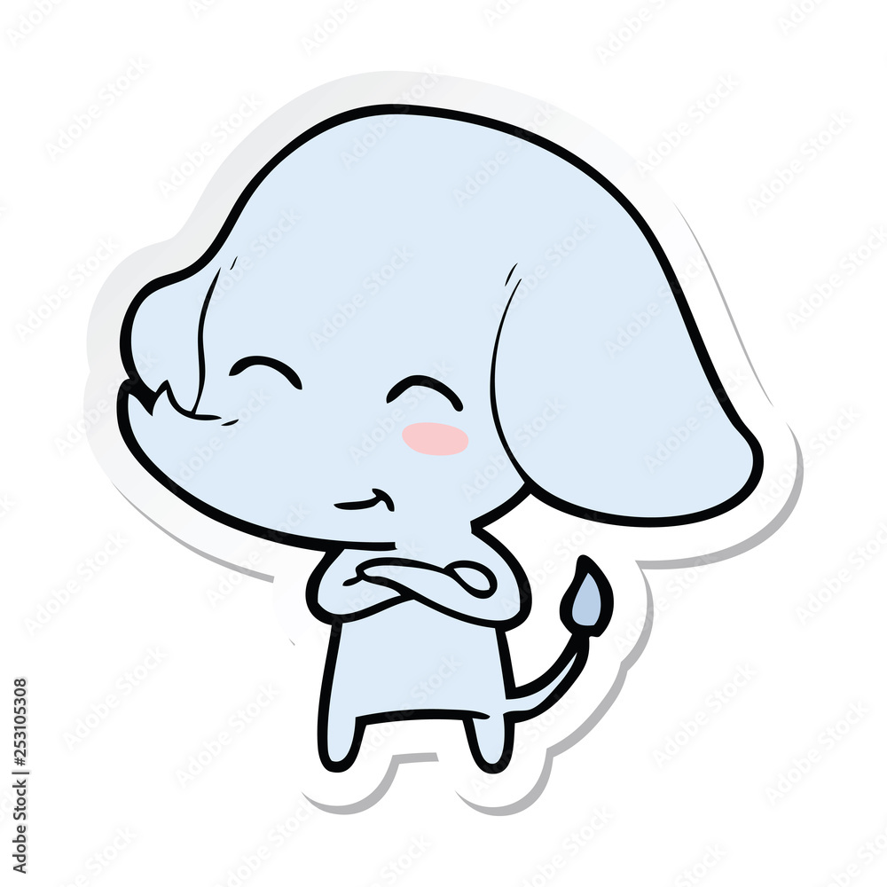 sticker of a cute cartoon elephant sticker of a cute cartoon elephant