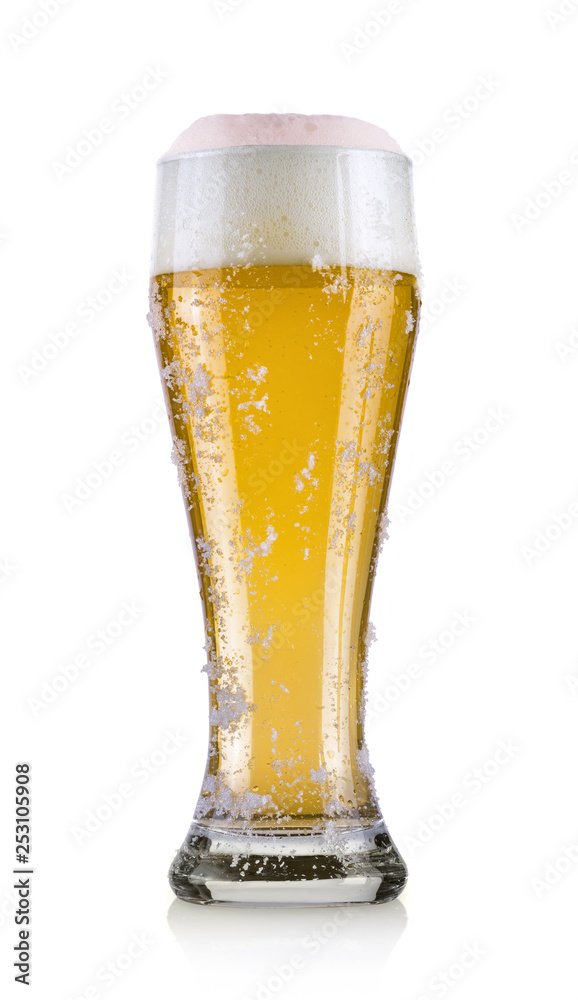 Glass of light beer on a white background Glass of light beer on a white background