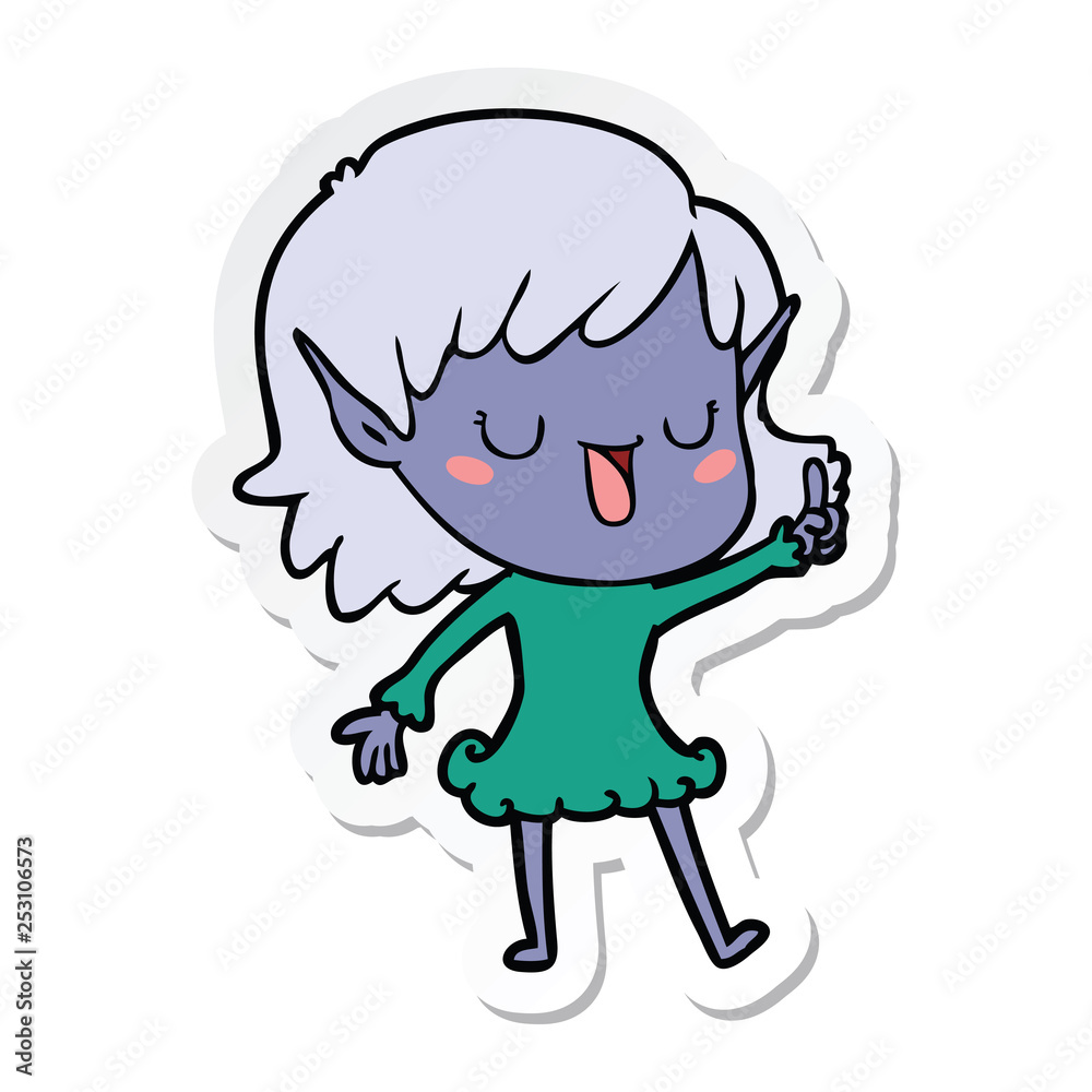 sticker of a cartoon elf girl sticker of a cartoon elf girl