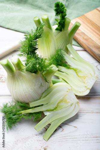 Healthy vegetable diet, raw fresh florence fennel bulbs