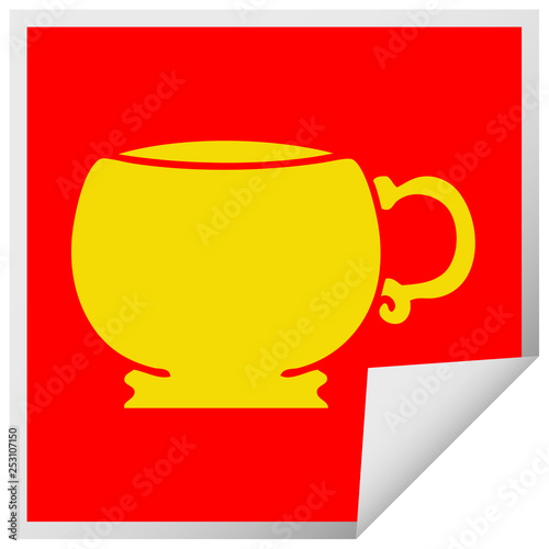 quirky square peeling sticker cartoon mug