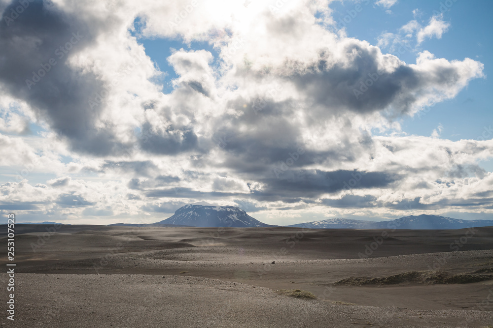 Herdubreid tuya mountain  Odaddahraun lava field Highlands of Iceland Scandinavia