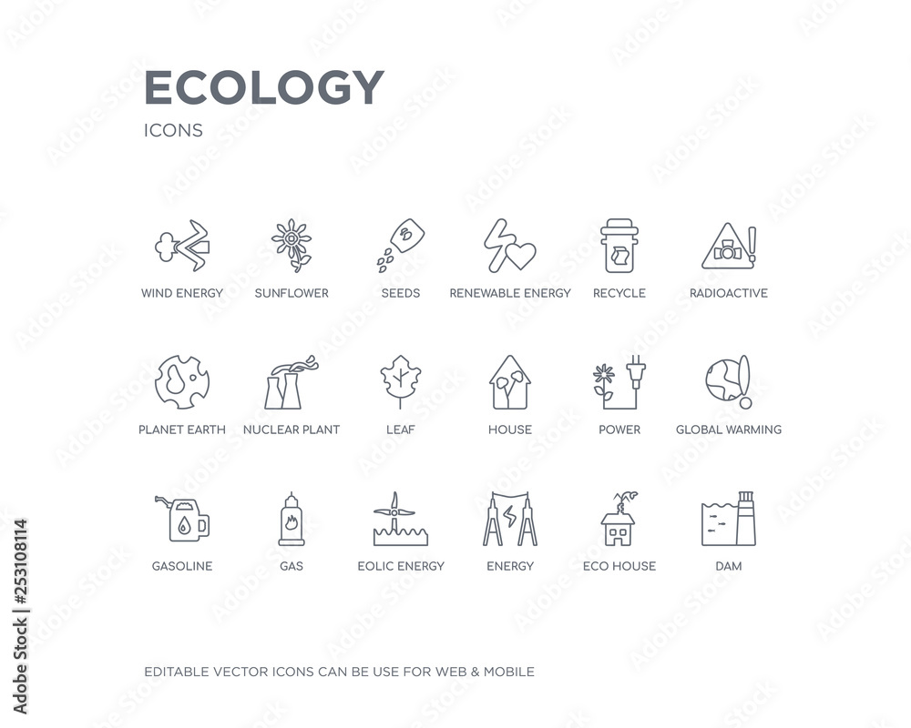 simple set of ecology vector line icons. contains such icons as dam, eco house, energy, eolic energy, gas, gasoline, global warming, power, house and more. editable pixel perfect. simple set of ecology vector line icons. contains such icons as dam, eco house, energy, eolic energy, gas, gasoline, global warming, power, house and more. editable pixel perfect.