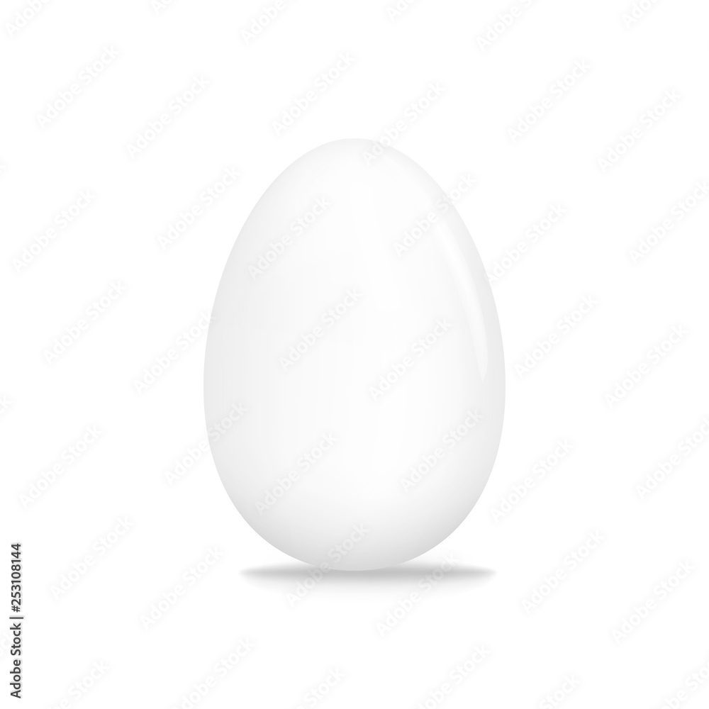 White blank egg isolated on white background, realistic vector illustration