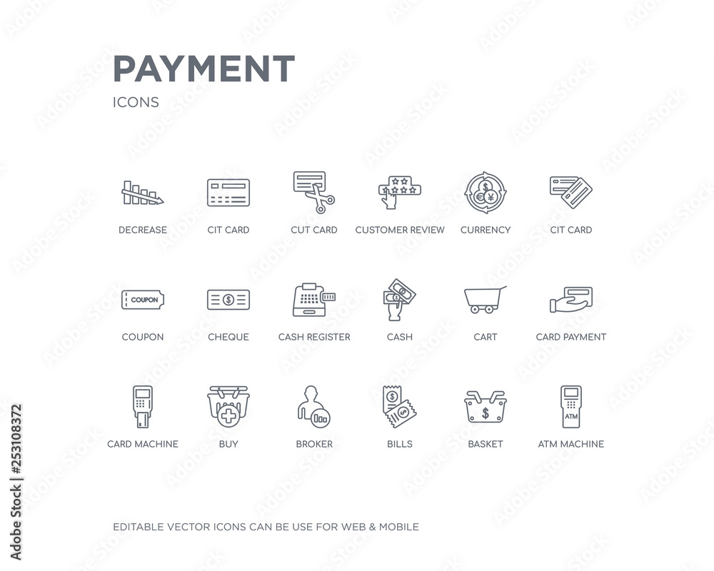 simple set of payment vector line icons. contains such icons as atm machine, basket, bills, broker, buy, card machine, card payment, cart, cash and more. editable pixel perfect. simple set of payment vector line icons. contains such icons as atm machine, basket, bills, broker, buy, card machine, card payment, cart, cash and more. editable pixel perfect.