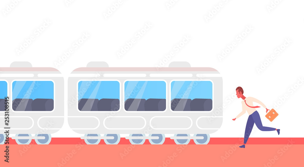 businessman running to catch train subway city public transport underground tram hurry up late concept male cartoon character full length horizontal businessman running to catch train subway city public transport underground tram hurry up late concept male cartoon character full length horizontal