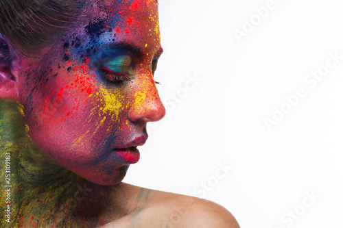 Beautiful woman portrait with bright art make-up