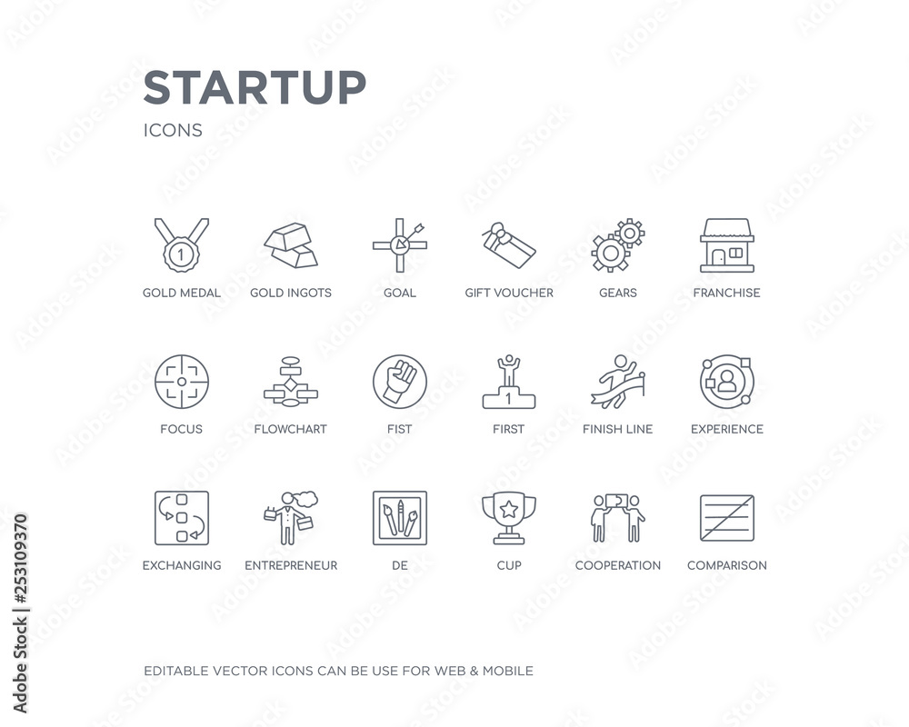 simple set of startup vector line icons. contains such icons as ...