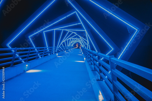 Fototapeta Naklejka Na Ścianę i Meble -  The High Trestle Trail Bridge in Boone, Iowa during the Night