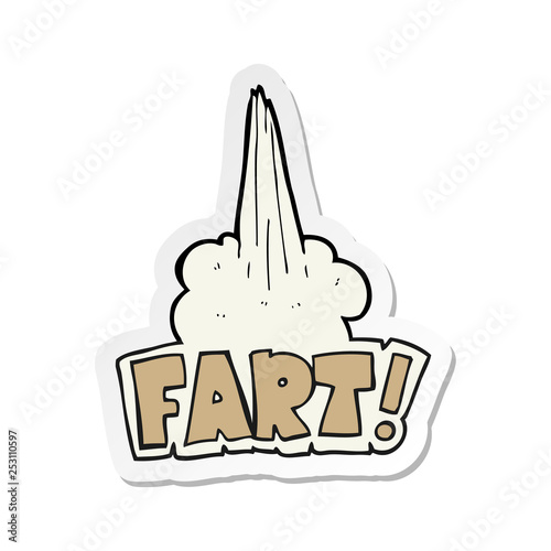 sticker of a cartoon fart symbol