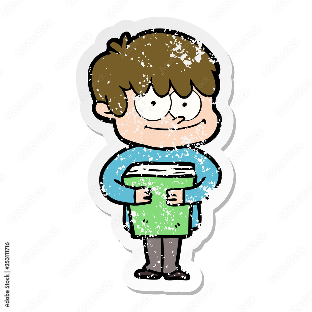 Fototapeta premium distressed sticker of a happy cartoon man