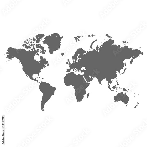 world map silhouette isolated on white background