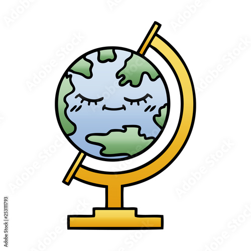 gradient shaded cartoon globe of the world