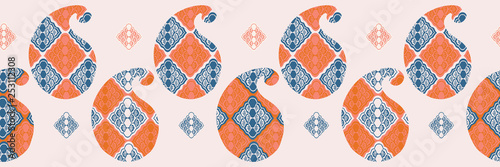 Hand drawn paisley motif illustration. Seamless vector pattern border with traditional arabic indian style foulard drop motif. Decorative stylized shawl ribbon trim retro bandana design, home decor.