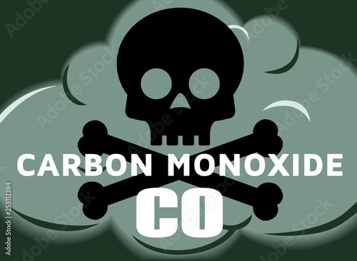 Fototapeta Naklejka Na Ścianę i Meble -  Carbon Monoxide CO Poisonous Gas Industrial Chemical Cloud Safety Symbol Illustration
