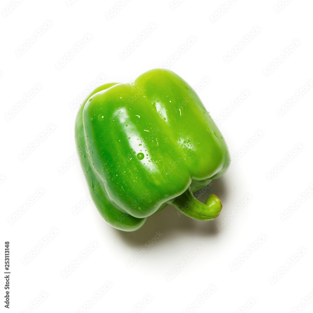 green bell pepper on white background green bell pepper on white background