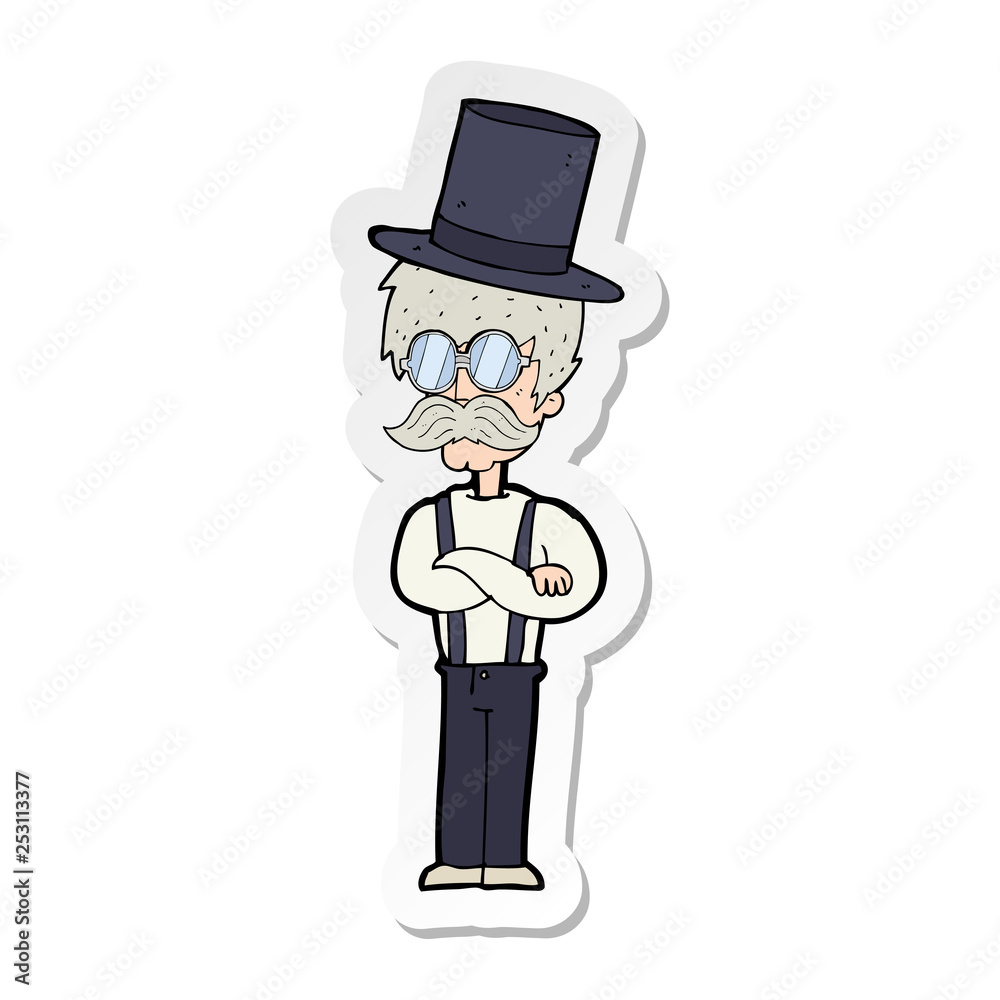 sticker of a cartoon man wearing hat