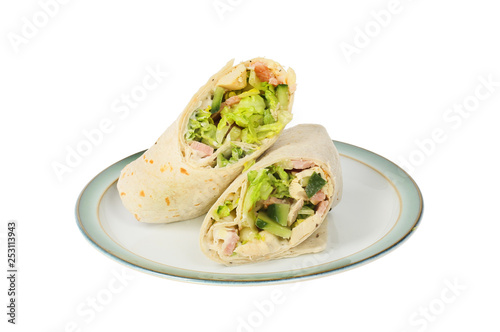 Chicken, bacon and salad wraps