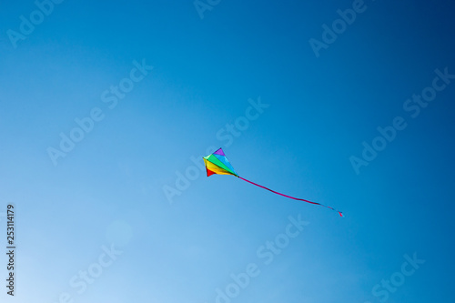 Kite flying in the sky among the clouds © Pakhnyushchyy