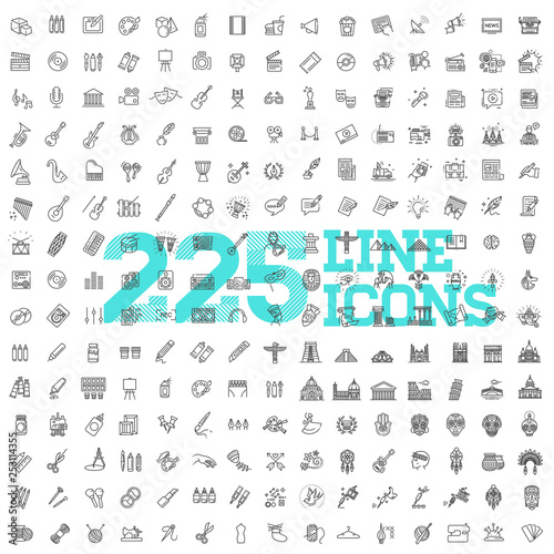 Line Arts Icons set. 225 linear icons