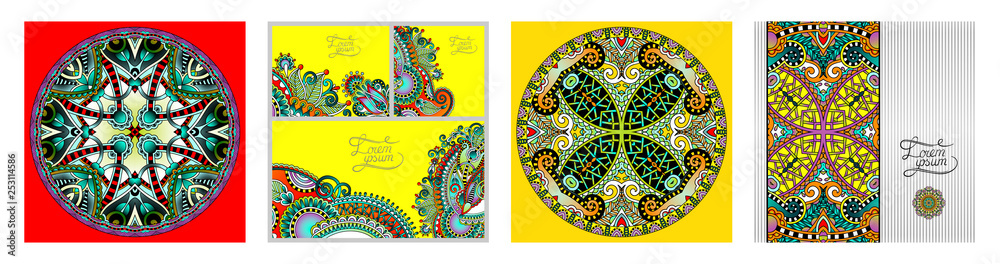 set of floral decorative background, template frame design for card