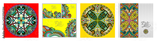 set of floral decorative background, template frame design for card