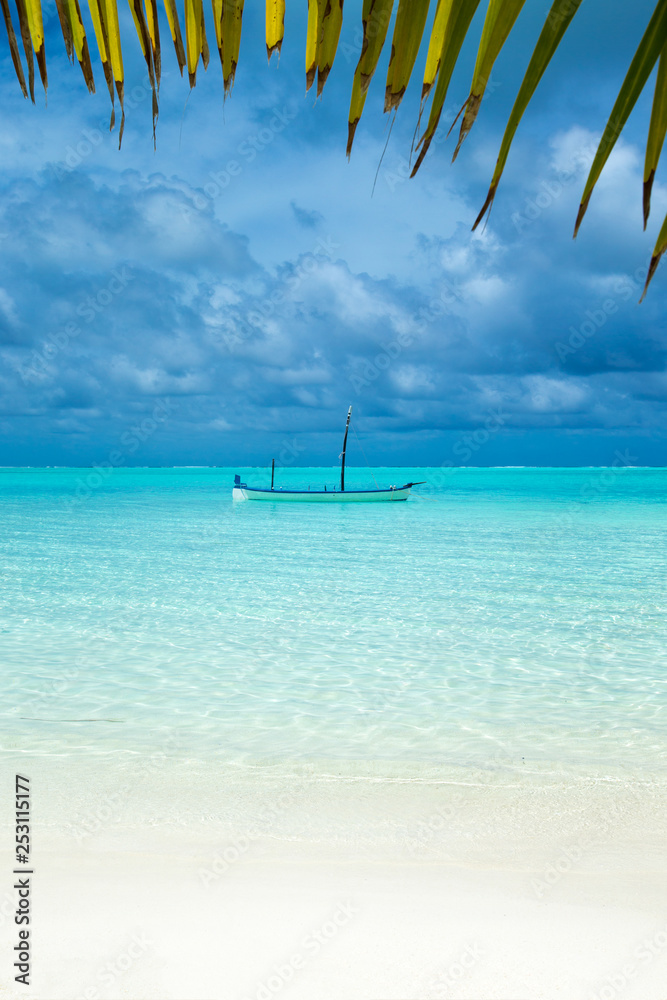 Maldives island with white sandy beach and sea Maldives island with white sandy beach and sea