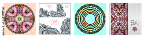 set of floral decorative background, template frame design for card