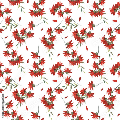 Realistic isolated seamless floral pattern. Hand drawn vector illustration. Paradise flowers.