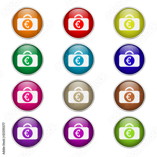 set of color icons Euro