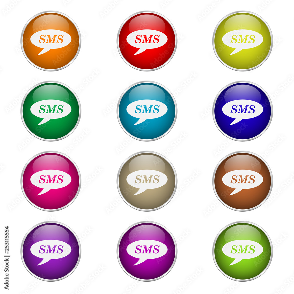 set of round colored SMS icons set of round colored SMS icons