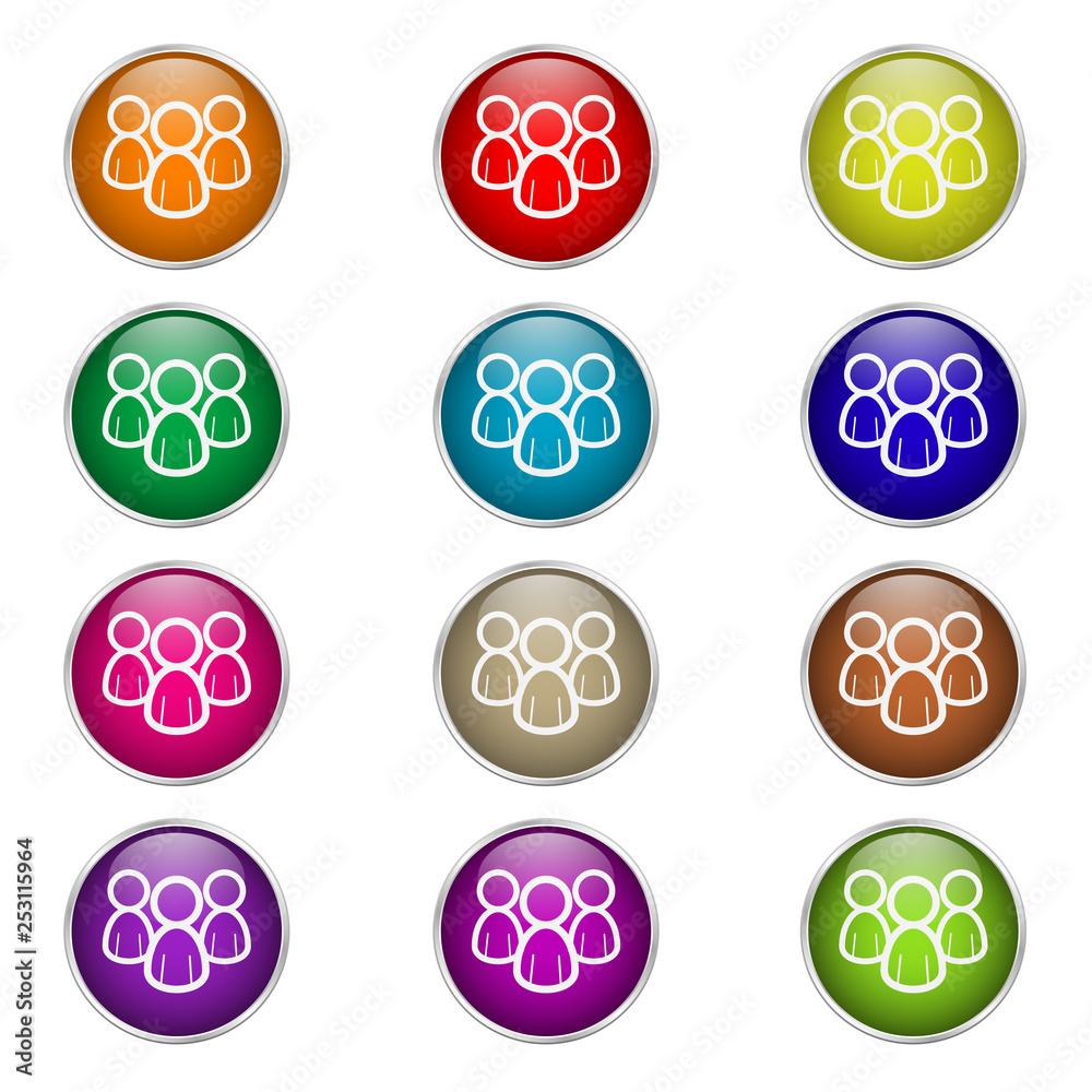 set of color round chat icons