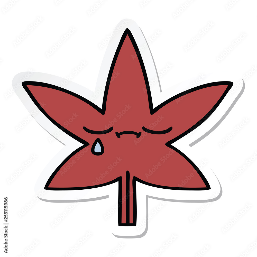 sticker of a cute cartoon autumnal leaf sticker of a cute cartoon autumnal leaf