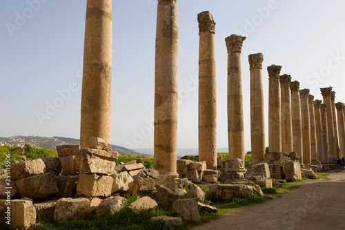 Old, antique sandstone columns.