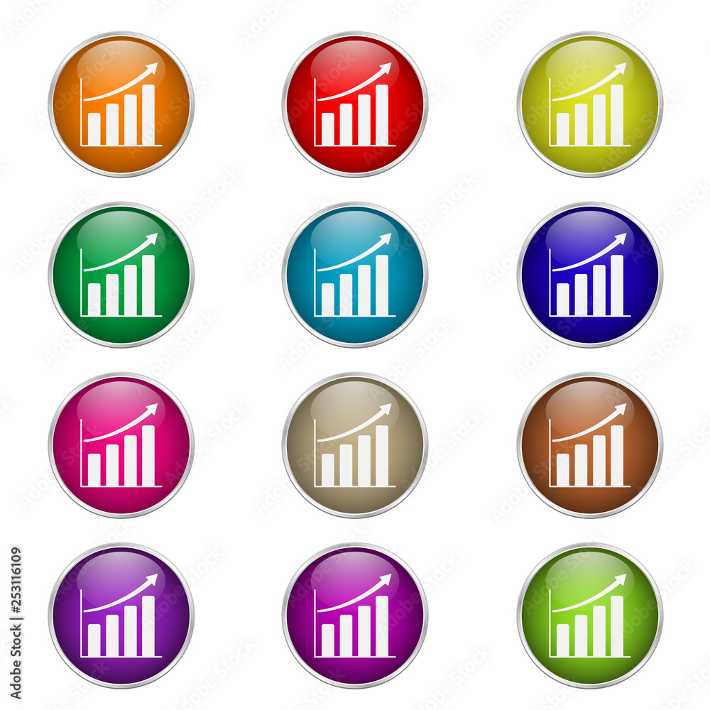 set of round color Graph icons set of round color Graph icons