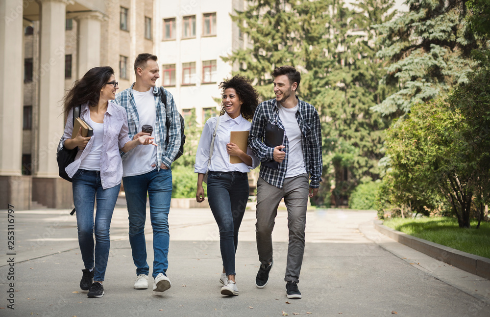 Obraz premium Multiethnic group of students near collage