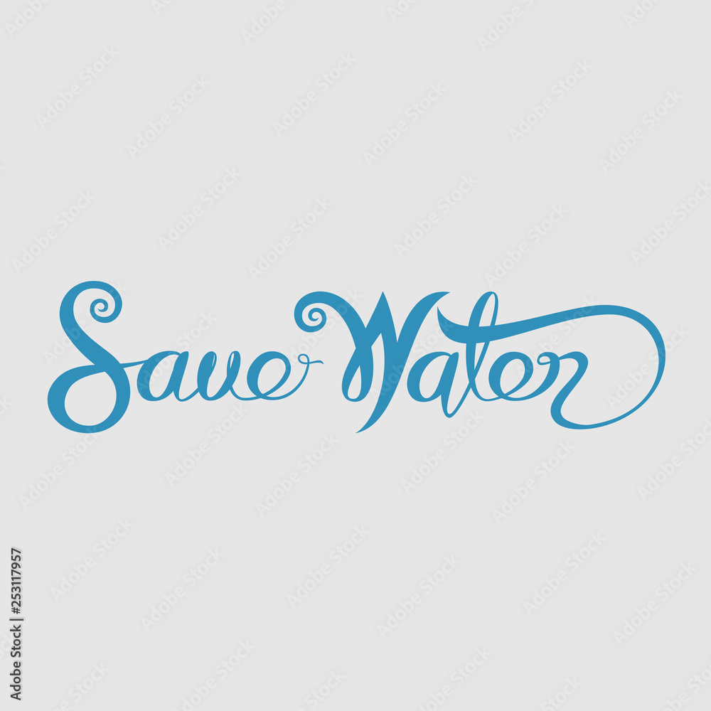 Blue Save Water Typographical Design Elements.World Water Day icon.March,22.Minimalistic design for World Water Day concept.Vector illustration Blue Save Water Typographical Design Elements.World Water Day icon.March,22.Minimalistic design for World Water Day concept.Vector illustration