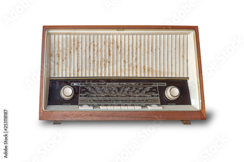 retro radio isolated on white background with clipping path.