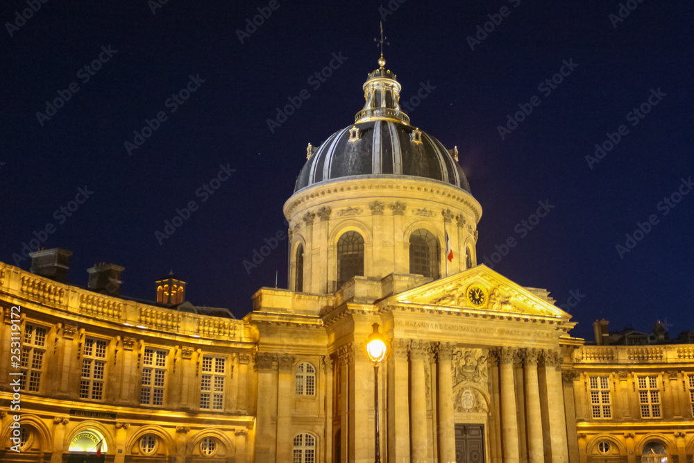 The building of the Institute of France at night
