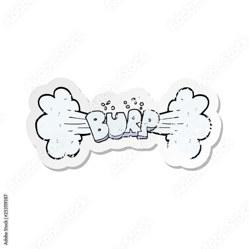 retro distressed sticker of a cartoon burp