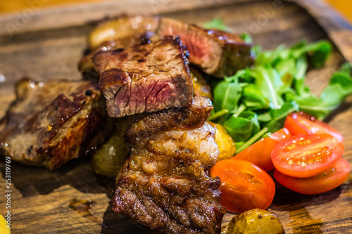 Bistecca Grain-fed Ribeye dry brined and dry aged. Served with mustard and sea salt.