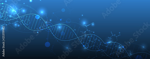 Science template, wallpaper or banner with a DNA molecules. Vector illustration.