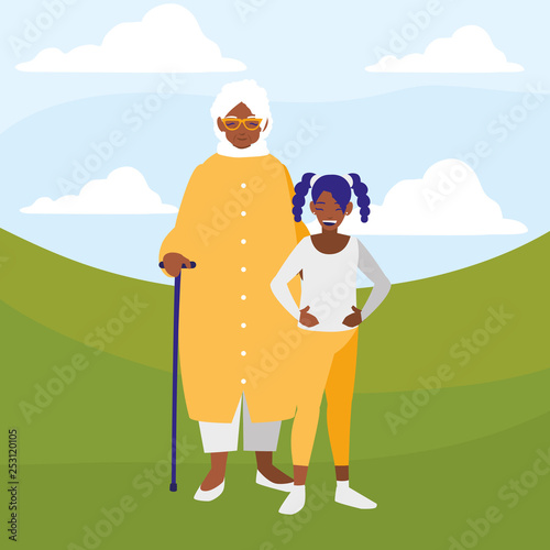 black grandmother with granddaughter