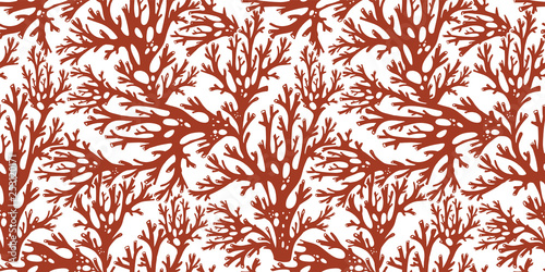 Tree branches or coral algae doodle linear seamless pattern.