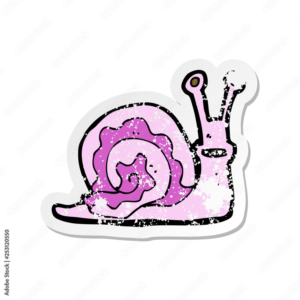 retro distressed sticker of a cartoon snail retro distressed sticker of a cartoon snail