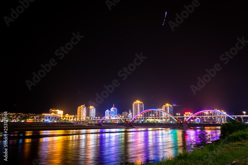 Nightphotograph of a Chinese city (long exposure) photo