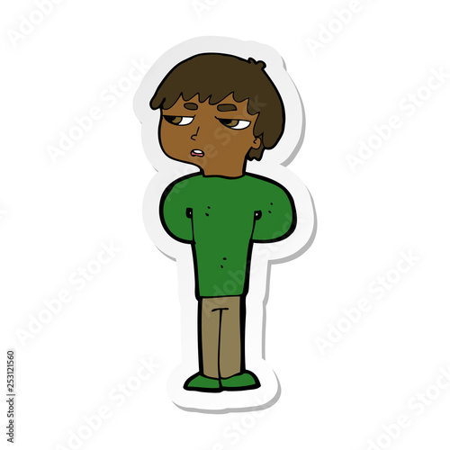 sticker of a cartoon antisocial boy