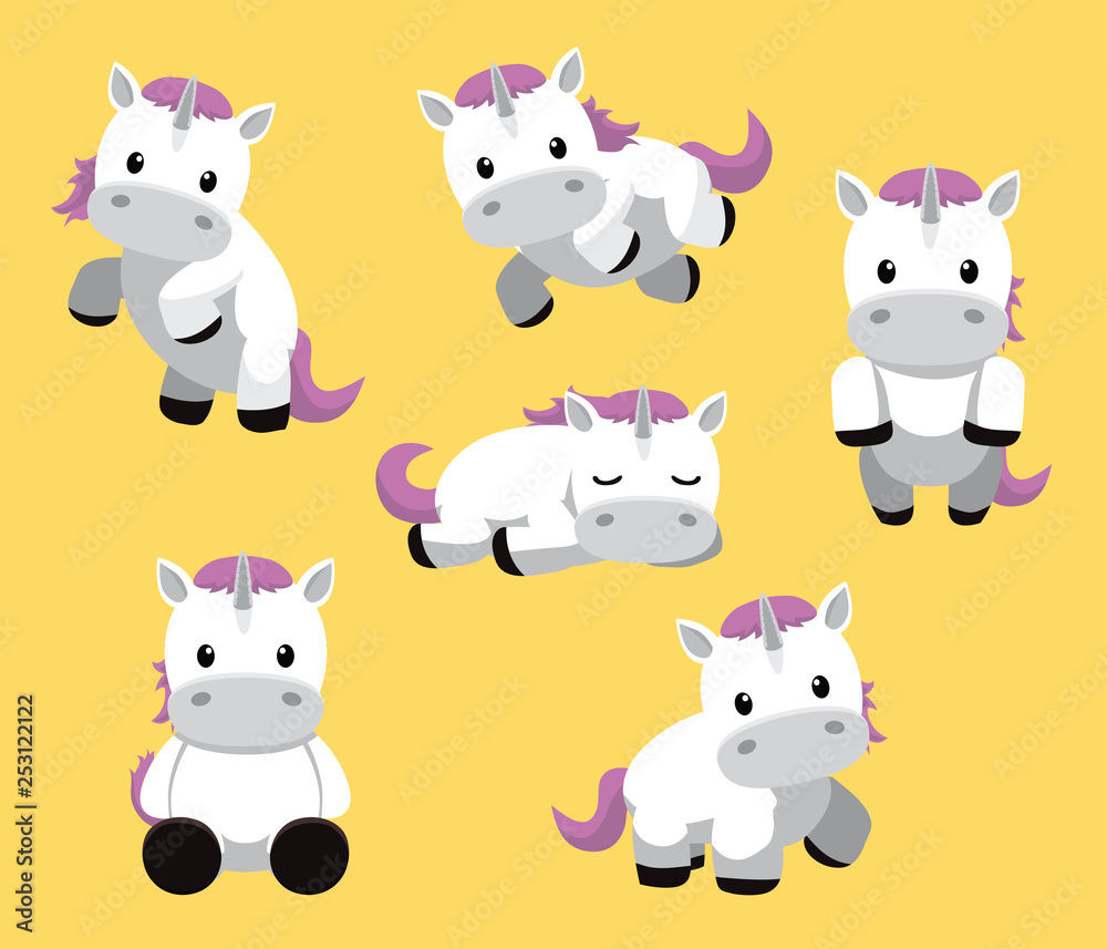 Cute Unicorn Chubby Cartoon Character Vector Cute Unicorn Chubby Cartoon Character Vector